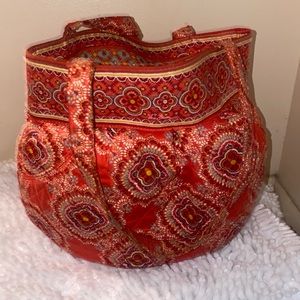 Orange printed follower pattern Vera Bradley tote bag